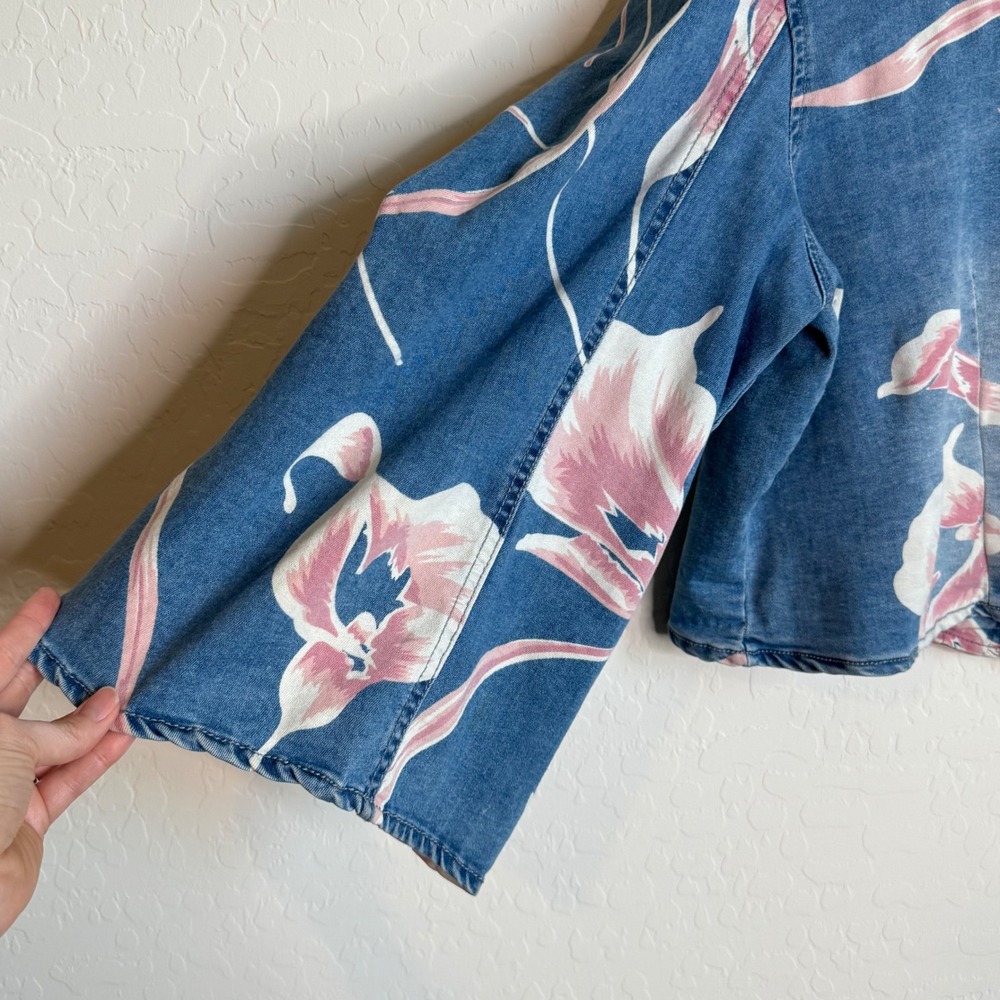 VTG Ashley Stewart Floral Puff Sleeve Denim Jacket Cottagecore Plus 22/24 NWT - Picture 8 of 10